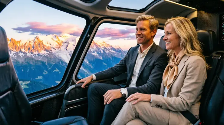 Helicopter flight over London and southern England